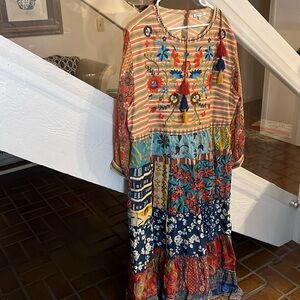 Colorful boho embroidered John Mark maxi xl